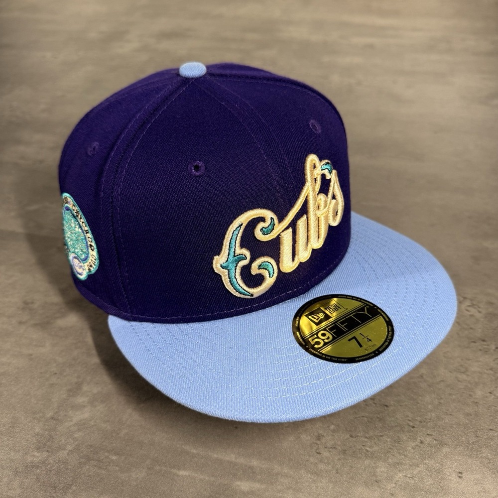 Hat Club Chicago Cubs New Era Cap 7 1/4 Purple Blue Wrigley Patch Western Script